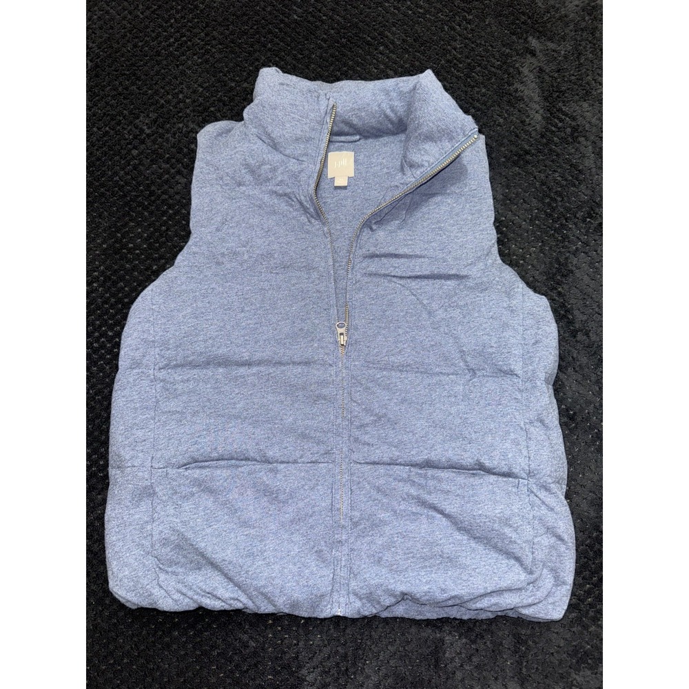 J Jill Women's Blue Puffer Down Feathers Filled Zipper Front Vest Size Xsmall